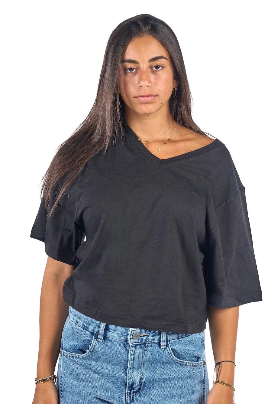 Grey V Neck Relaxed Tee