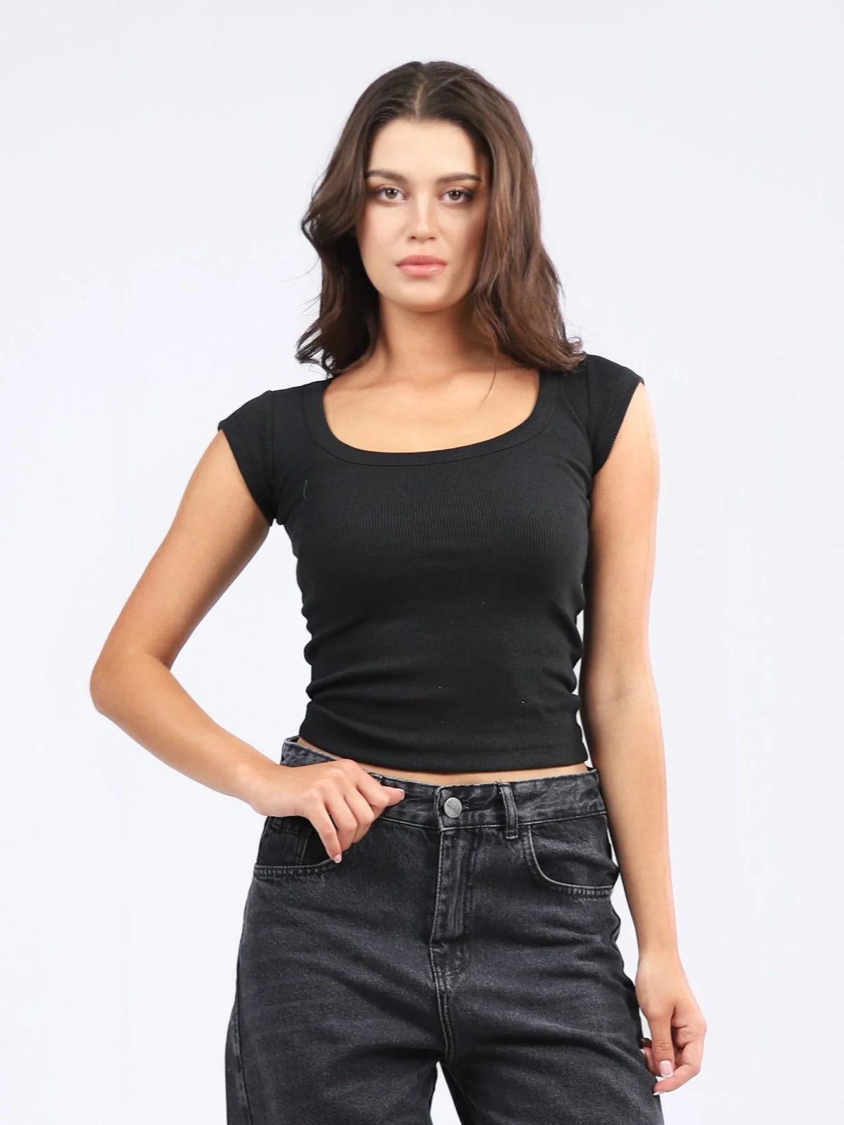 Square Neck Short Sleeve Top