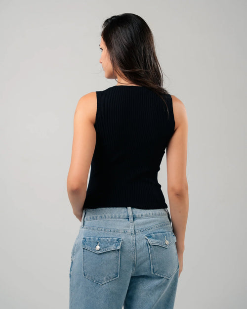 LAQTA Black Knitted Top - image 1