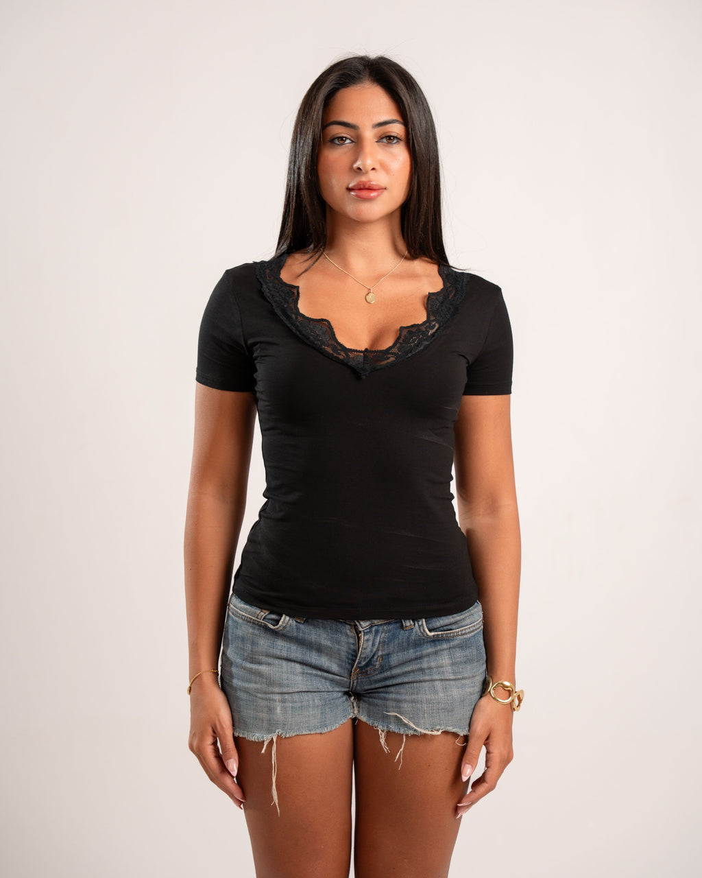 MAZIG PROJECT Lace V Neck Top - image 1
