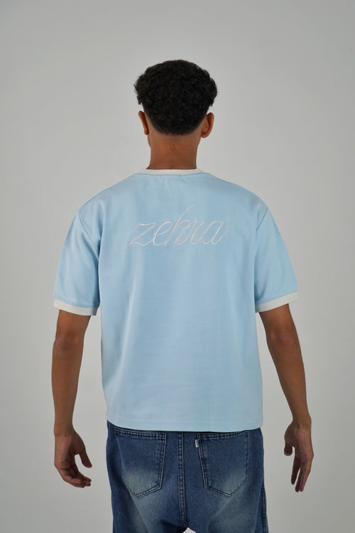 ZEKRA Baby Blue Ringer T-Shirt - image 1