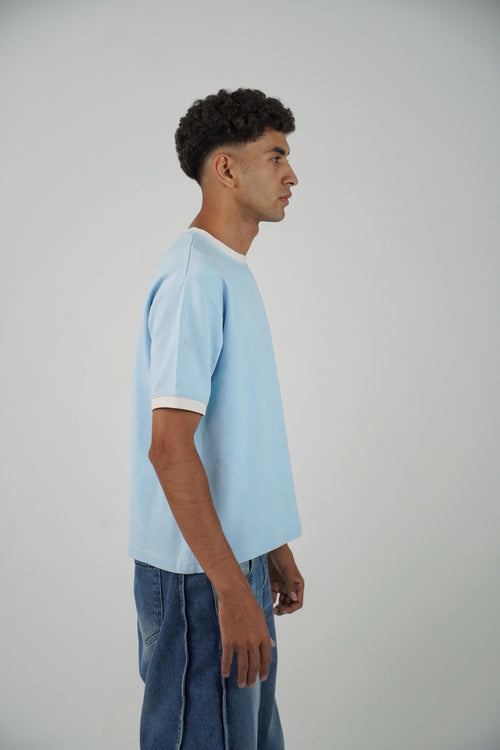 ZEKRA Baby Blue Ringer T-Shirt - image 2