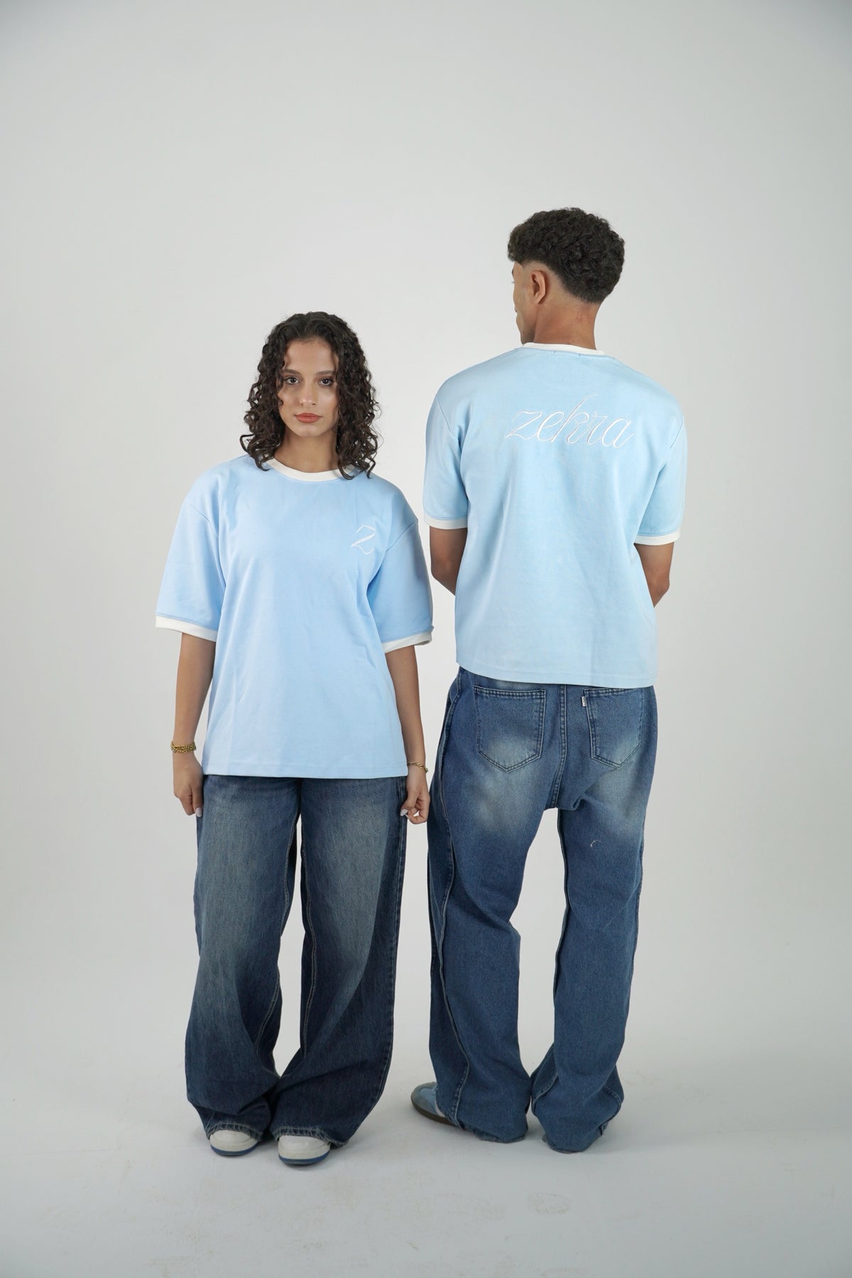 ZEKRA Baby Blue Ringer T-Shirt - image 3
