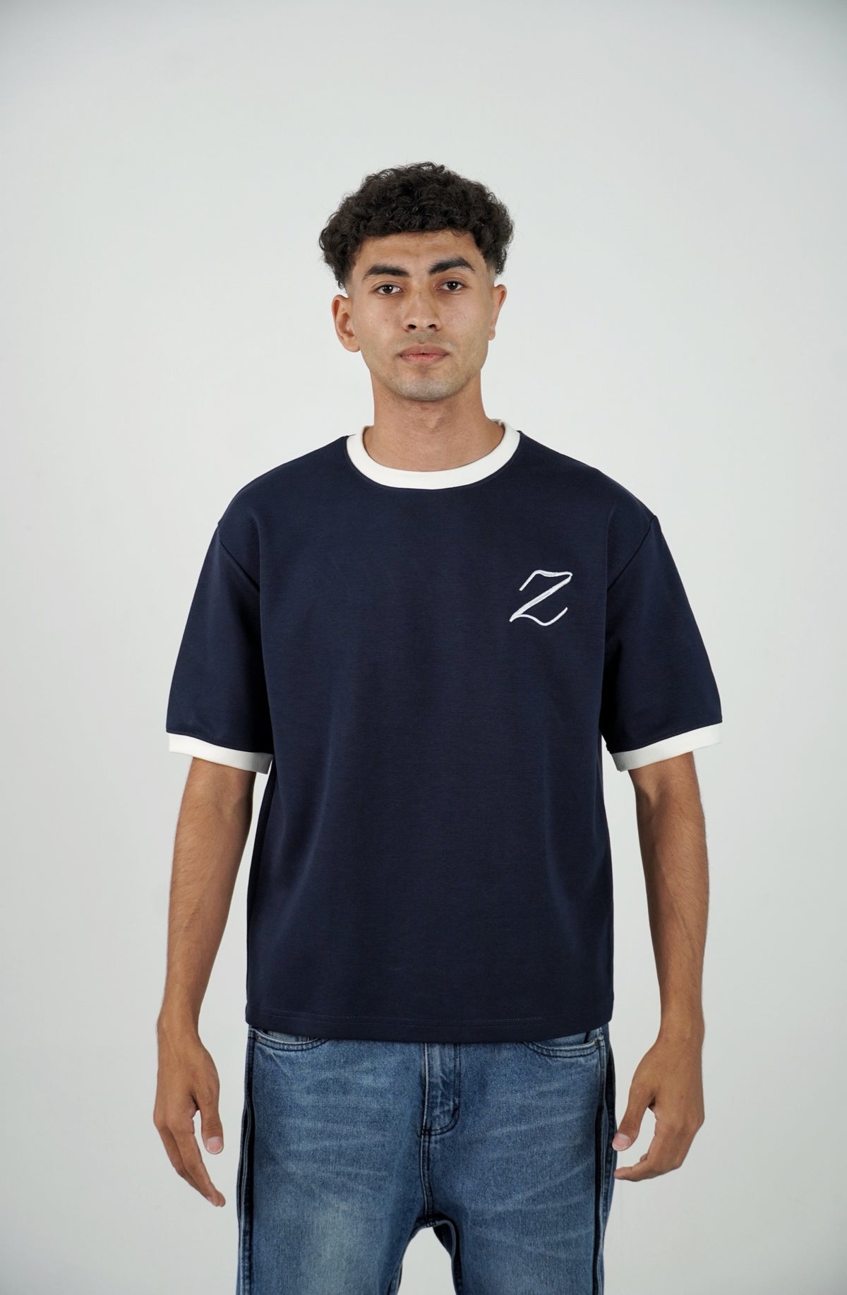 ZEKRA Navy Ringer T Shirt - image 1