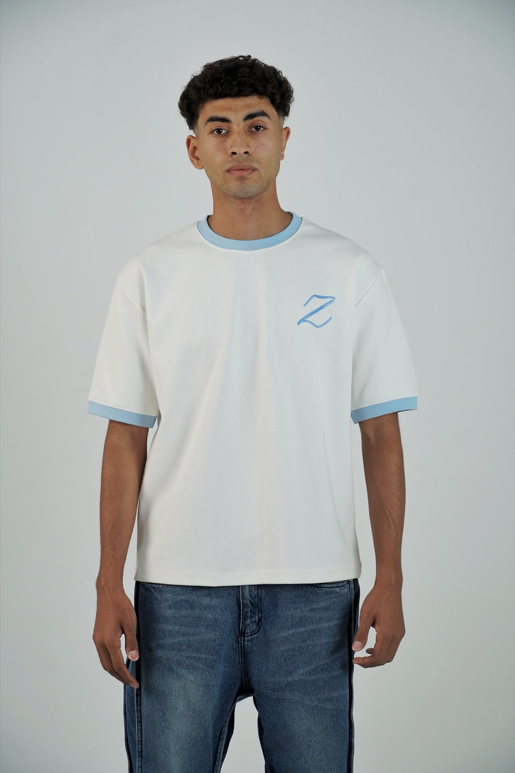 ZEKRA White X Babyblue Ringer T-Shirt - image 2