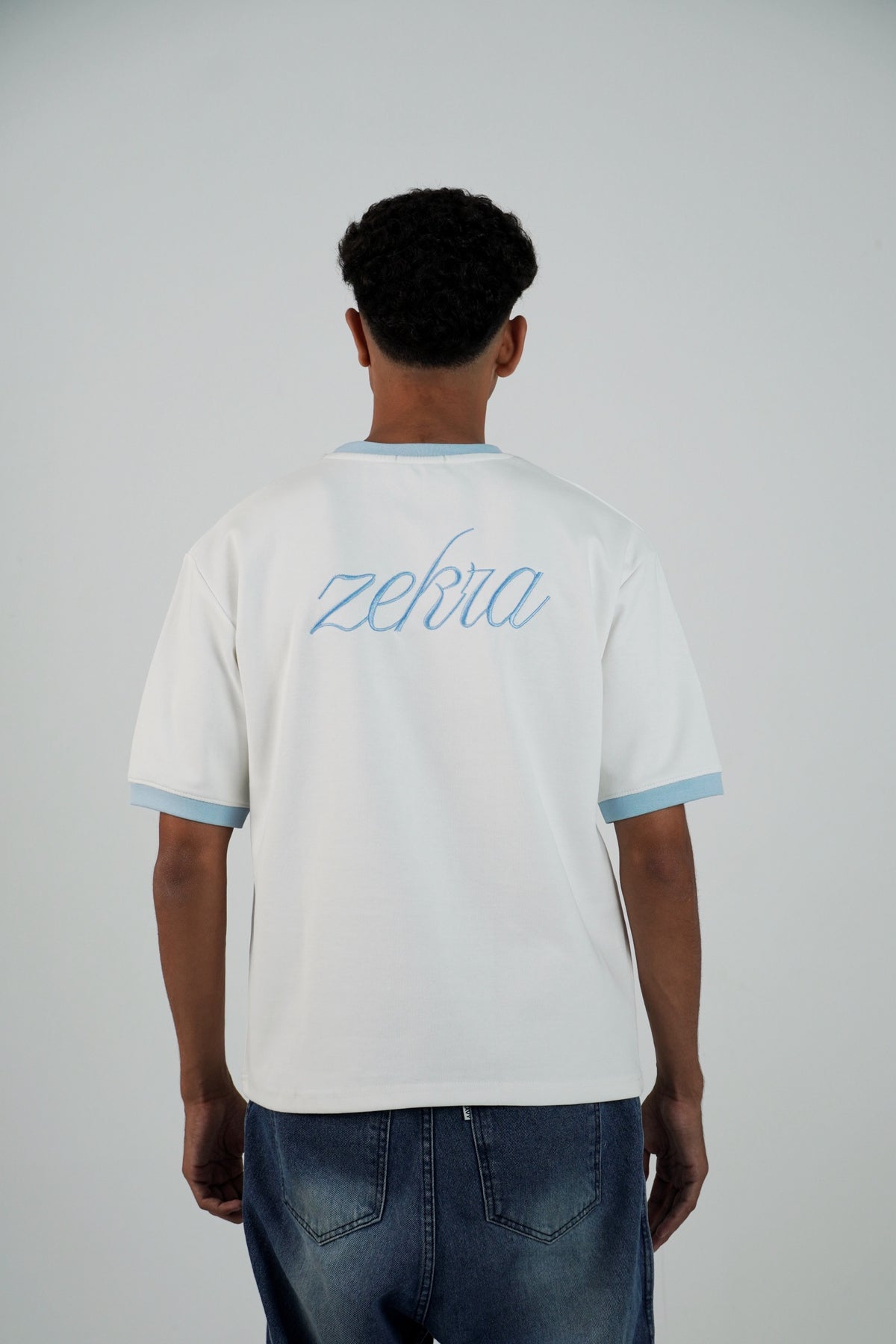 ZEKRA White X Babyblue Ringer T-Shirt - image 3